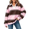 thumbnail image 2 of Womens Striped Oversized Sweatshirt Lightweight Fall Clothes V Neck Sweatshirts Women Long Sleeve Casual Loose Pullover Top Color Block Y2K Outfits Fashion Clothing, 2 of 10