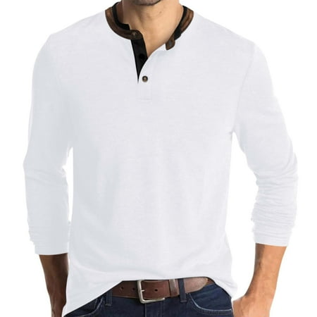 

Sebtyili Male Summer Casual Solid Button Collar T Shirt Long Sleeve Stand Collar Tops T Shirt For Male Mens Clothes Winter Trendy Long Scrub