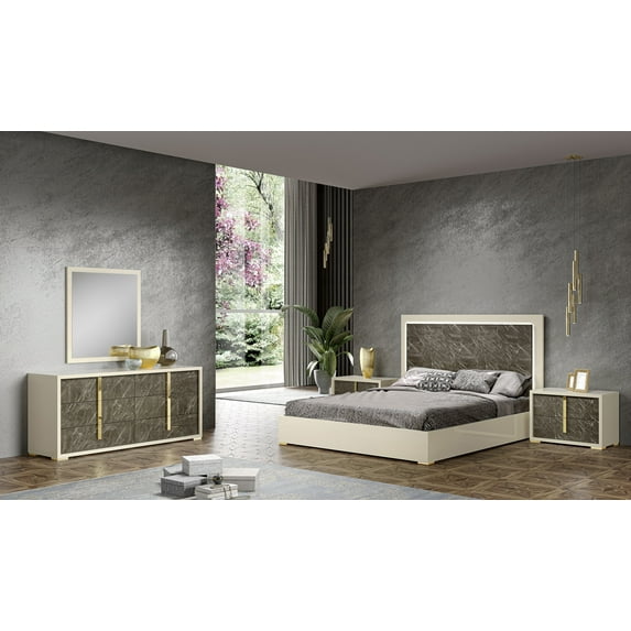 J&M Furniture Sonia Premium Bedroom with 6 piece queen bed, chest, dresser, mirror and 2 nightstand , queen bedroom set