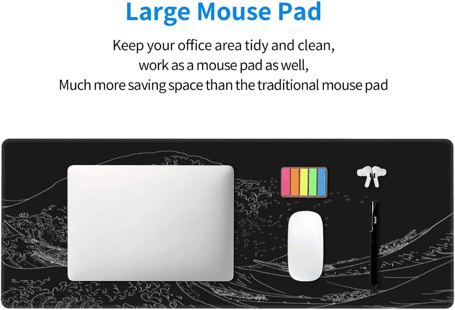 Mouse Pad, Large Japanese Desk Mat, XL Anime Gaming Keyboard Mat, Non-Slip Rubber Base, Big Extended Desk Protector for Home Office, 31.5”x11.8”