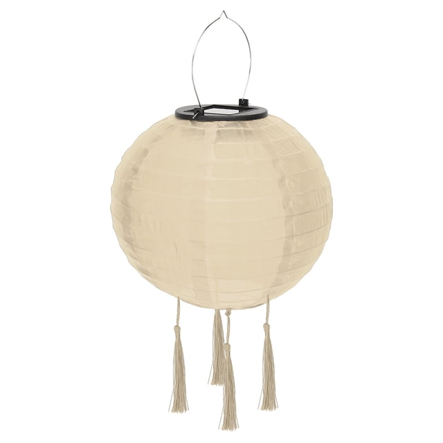 Lámpara Farol solar LED de 8 pulgadas, resistente al agua, para colgar en el patio, con borla (marfil) Tmvgtek Para estrenar