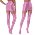 thumbnail image 2 of Women Glossy Wetlook Mini Skirt with Stockings Solid See-through Lingerie Suit Nightclub Pole Dancing Costume Clubwear NightwearXL Gong Bohan LED, 2 of 2