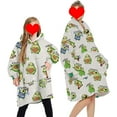 thumbnail image 1 of goowrom Family Cartoon Digital Printing Lamb Wool Warm Hooded Blanket, 1 of 10