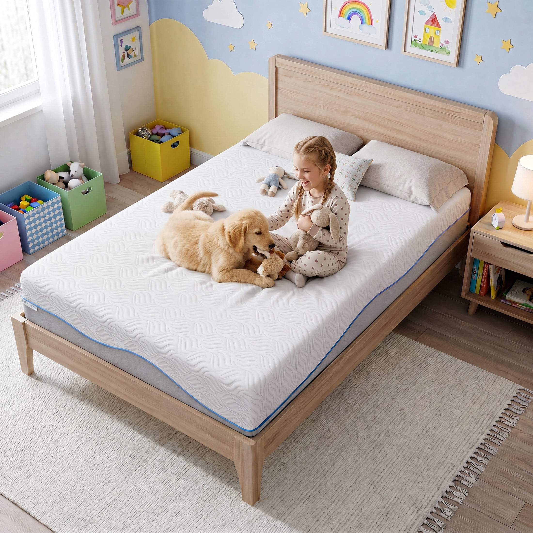 UHOMEPRO 8" Twin Mattress in a Box, Cooling Gel Memory Foam Mattress, Medium-Firm, Fiberglass-Free, Pressure Relief, for Kids Room, Guest Room, Bunk Bed, Trundle Bed