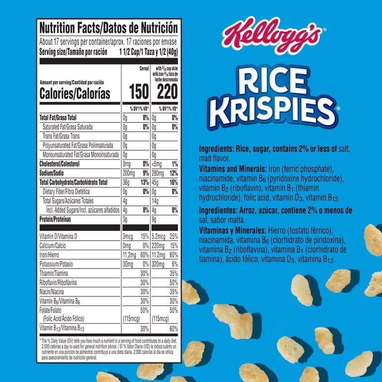 Kellogg's Rice Krispies Original Cereal, 8 Vitamins, Giant Size