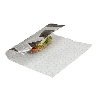 Pre-Cut Insulated Foil Sandwich Wrap Sheets Unprinted Honeycomb Insulated  Wrap Laminated with Paper - Grease-Resistant, For Hot Food Items, 10 3/4 x