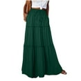 thumbnail image 3 of Xyxonk Womens Elastic Long Skirt Boho Vintage Floral Print High Waist Tie Skirts Spring Summer Pleated Long Skirts with Pockets Green S, 3 of 3