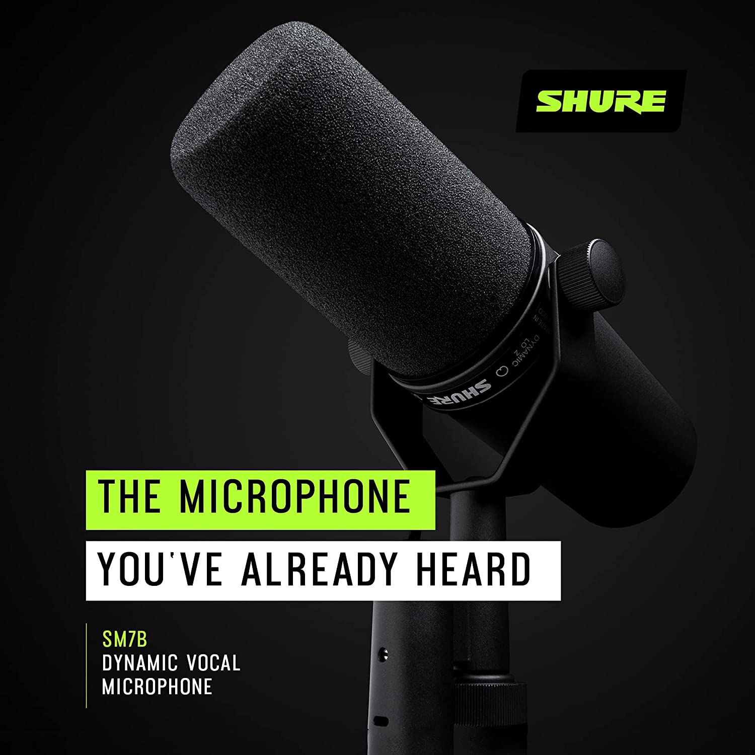 Shure SM7B Vocal Dynamic Microphone for Broadcast, Podcast & Recording, XLR Studio Mic for Music & Speech, Wide-Range Frequency, Warm & Smooth Sound, Rugged Construction, Detachable Windscreen - Black - image 5 of 6