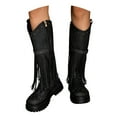 thumbnail image 3 of Fashion Knee High Boots with Fringe Detail Platform Sole Comfortable Side Zipper for Autumn and Winter Footwear, 3 of 9