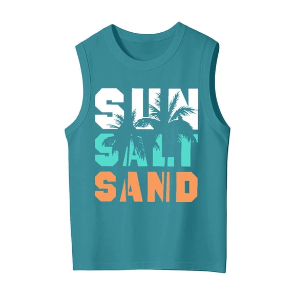 Kiijoy Tank Top for Girls Summer Beach Sleeveless Top Kids Letter Crewneck Tee, Sizes 2-15