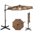 thumbnail image 1 of Costway 10 FT Cantilever Patio Umbrella with Solar LED Lights, 360° Rotation, Easy Tilt Tan, 1 of 10