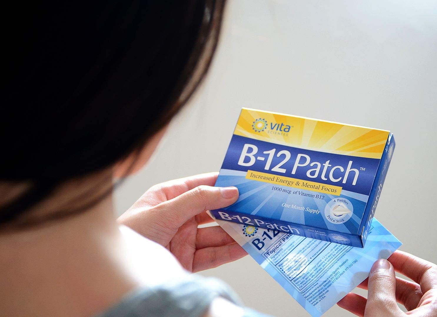 Vita Sciences Vitamin B12 Patch – 1000mcg B12 + 200mcg Selenium – Vegan Weekly Patch – 4 Count Box – Energy, Focus, Mood & Metabolism Support