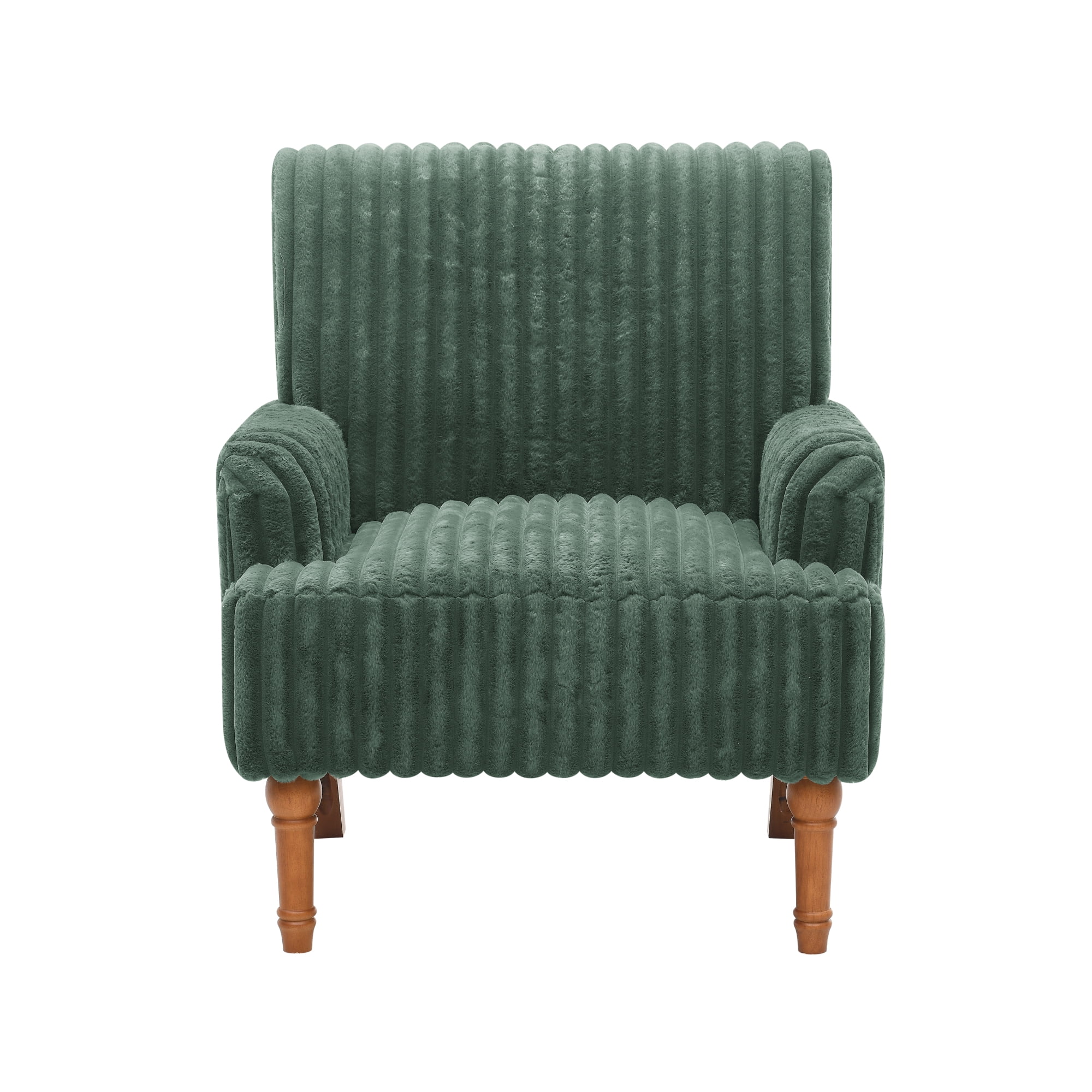 Leumius Modern Accent Chair with 9" Solid Wood Legs, Comfortable Upholstered Corduroy Armchair for Living Room Bedroom, Office Green