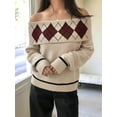 thumbnail image 5 of Women'S Off the Shoulder Sweater Fall Long Sleeve Going Out Y2k Tops Winter Date Night Outfits Khaki S, 5 of 10