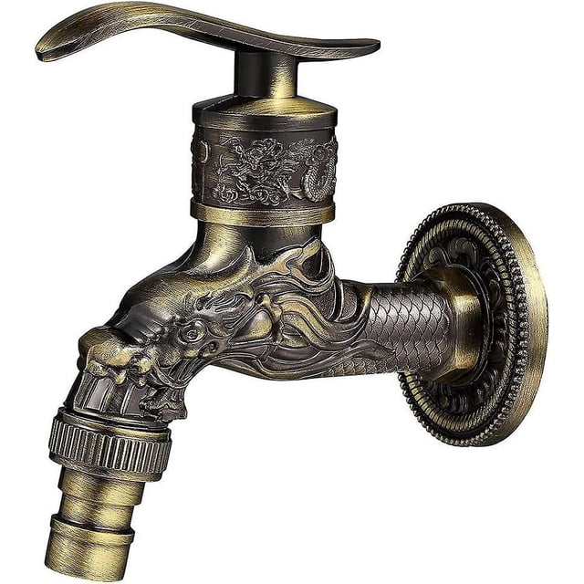 Outdoor Garden Faucet Antique Brass Faucet, Vintage Wall Mounted Faucet, Antique Copper Kitchen Bathroom Garden, Bronze, 10.5*10.8*7.3cm