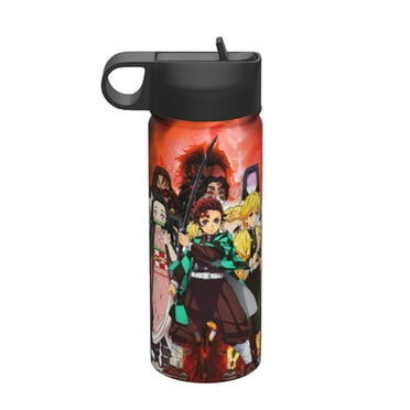 Demon Slayer Kid Tumbler with Lid, 18 Oz Water Cup, Vacuum Insulated, Anime Water Bottle, Reusable Insulated Stainless Steel tumbler for Water, Iced Tea or Coffee