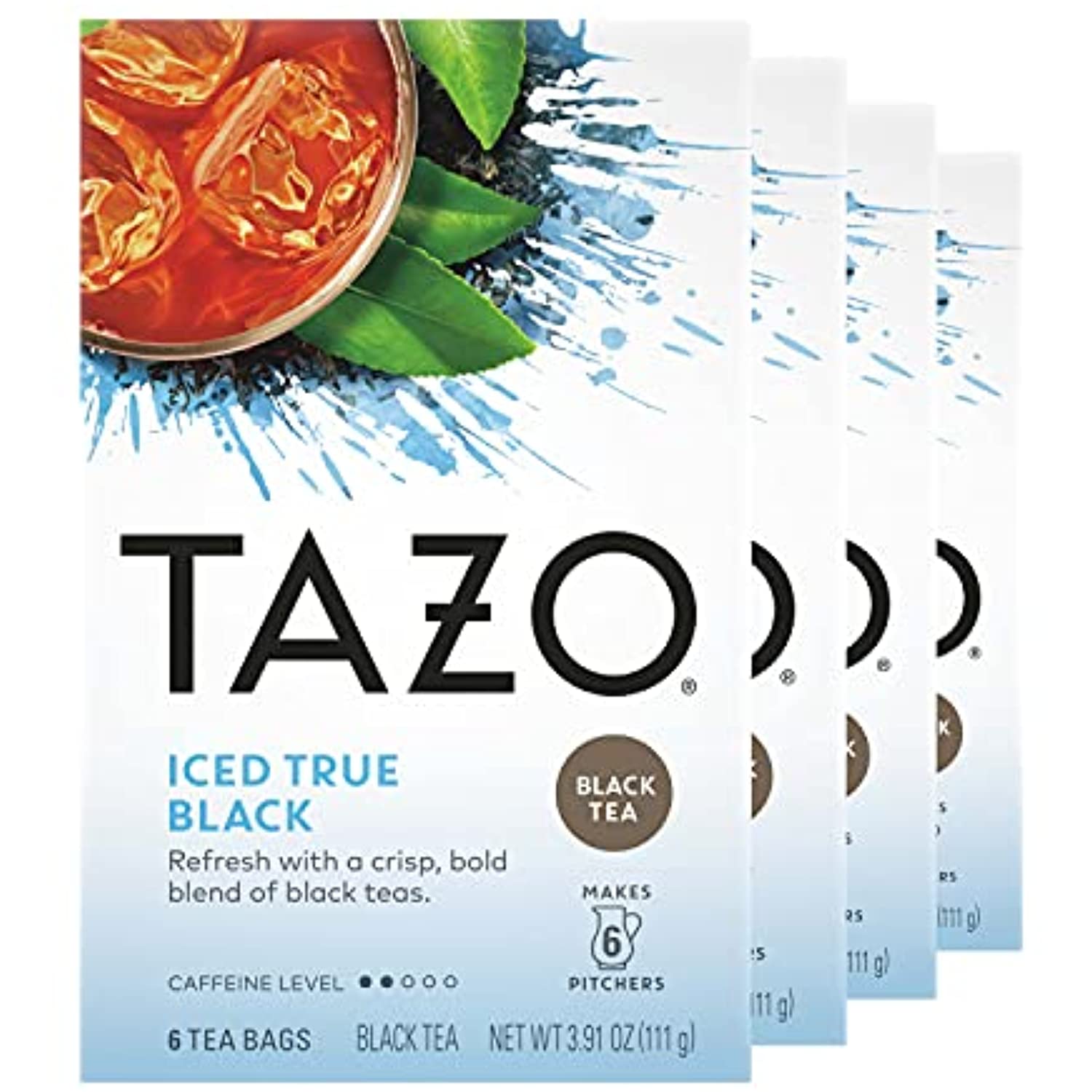 Tazo Tea Bags For Iced Tea, Iced True Black, 6 Count (Pack Of 4