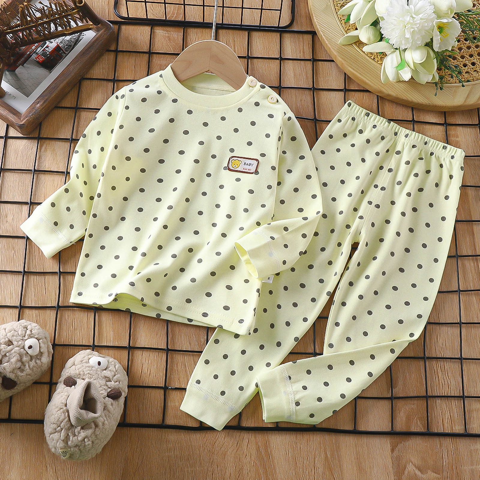 Winter Savings Clearance PEZHADA Toddler Girl Clothes Toddler Girl Fall Outfits Toddler Baby Kids Winter Boys Girls Solid Color Print Long Sleeved
