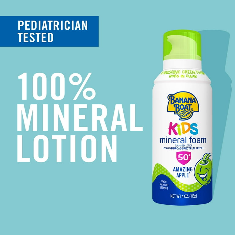 Banana Boat Kids Mineral Foam Sunscreen, Amazing Apple Scent Banana Boat Kids Mineral Foam Sunscreen, Amazing Apple Scent