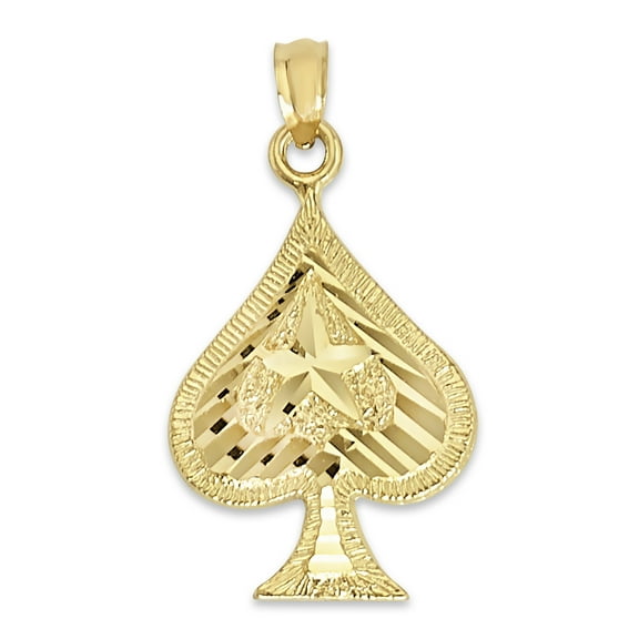10k Real Solid Gold Spade Pendant for Necklace, Gambler Jewelry, Ace of Spades Gifts for Him or Her