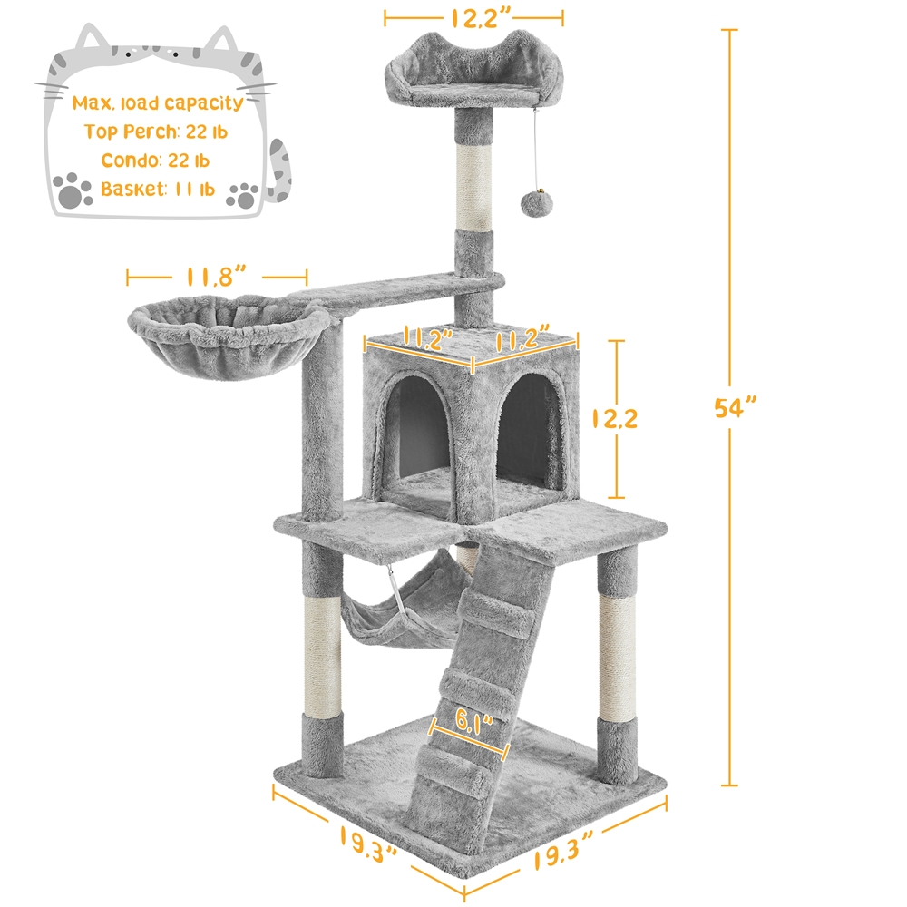 Alden Design 54" Cat Tree with Hammock and Scratching Posts photo 7