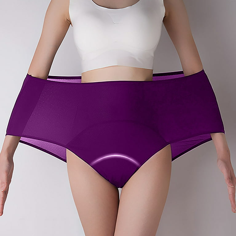 HUPOM High Waisted Underwear For Women Tummy Control Girls Panties High  Waist Casual Tie Seamless Waistband Purple 4XL 