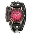 thumbnail image 3 of Copper Color Skull Head 7 Pointed Star Wide Band Gothic Biker Glow in Dark Hands  Watch-351, 3 of 4
