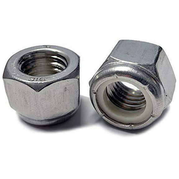 Superior Grade/Type 316 Stainless Steel Nylon Insert Lock Nuts - Marine Bolt Supply (3/8-16 (Pack of 25pcs))