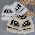 thumbnail image 4 of Naierhg Beanie Women Autumn Winter Cute Handmade Knitting Plush Hat Tiger Head Shape Imitation Rabbit Fur Trim Cute Woolen HatKhaki, 4 of 8