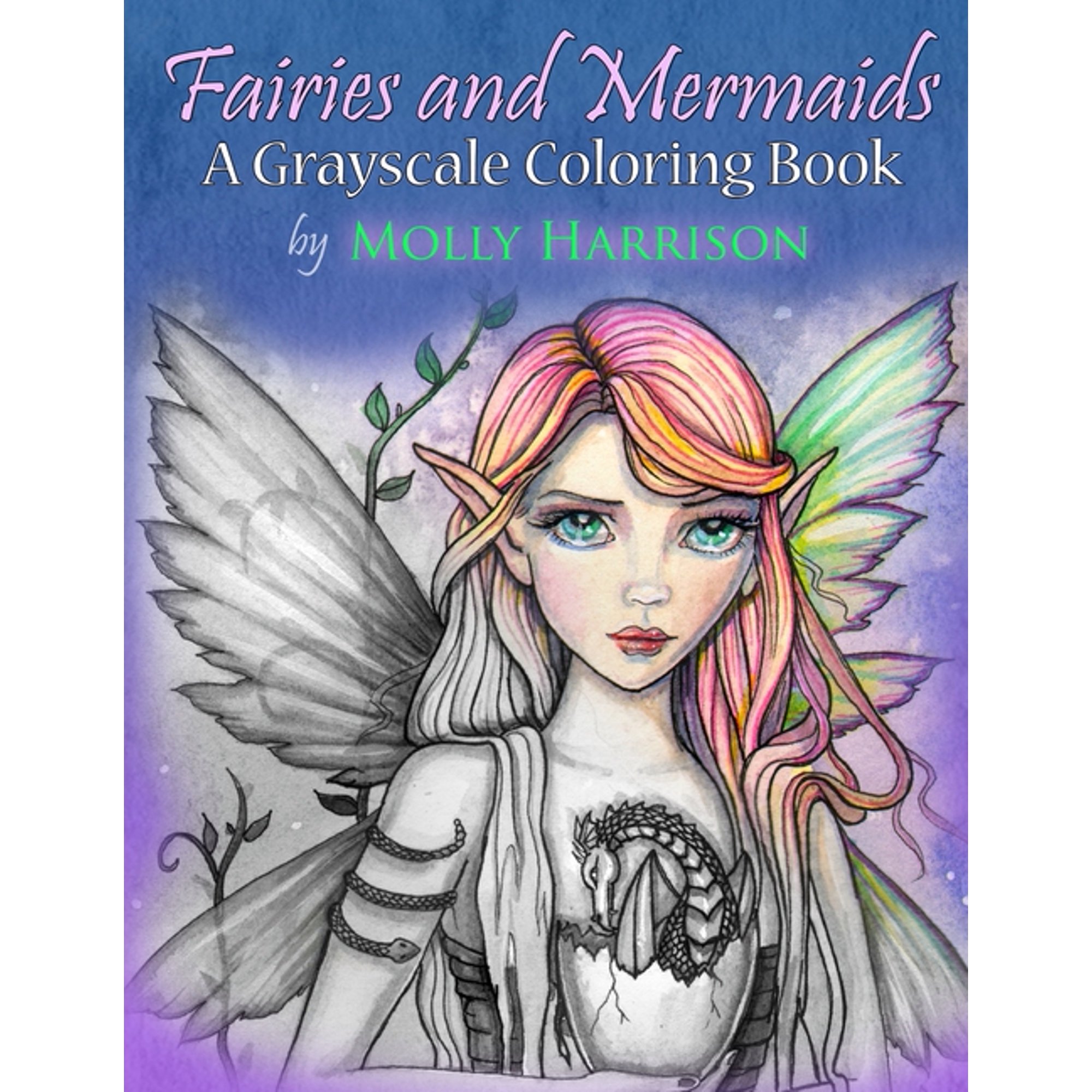Fairies and Mermaids: A Grayscale Coloring Book (Paperback) by Molly Harrison