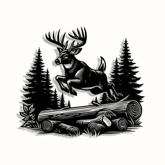 Metal Wall Art, Deer Silhouette Design, Iron Wall Decor