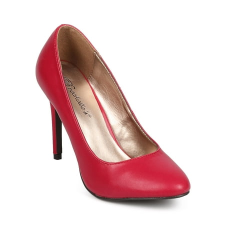 

New Women Breckelles Audrey-12 Leatherette Almond Toe Classic Stiletto Pump Size