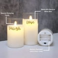 thumbnail image 6 of LumaBase Battery Operated LED Glass Candles with Moving Flame, Live Laugh Love - Set of 3 (White Wax with White Lights), 6 of 6