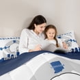 thumbnail image 5 of Castle Fairy Football Queen Comforter Set for Teens Boys,Grey Blue Bedding Comforter Set, 5 of 8