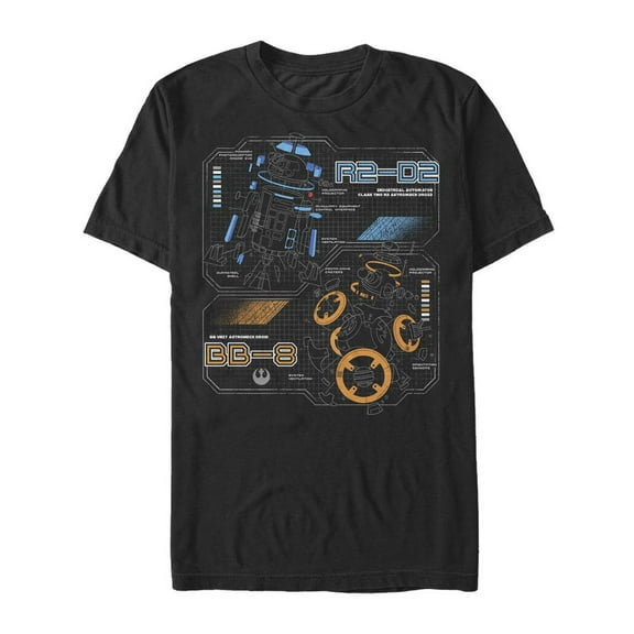 Men's Star Wars The Last Jedi Droid Schematics  Graphic Tee Black Small