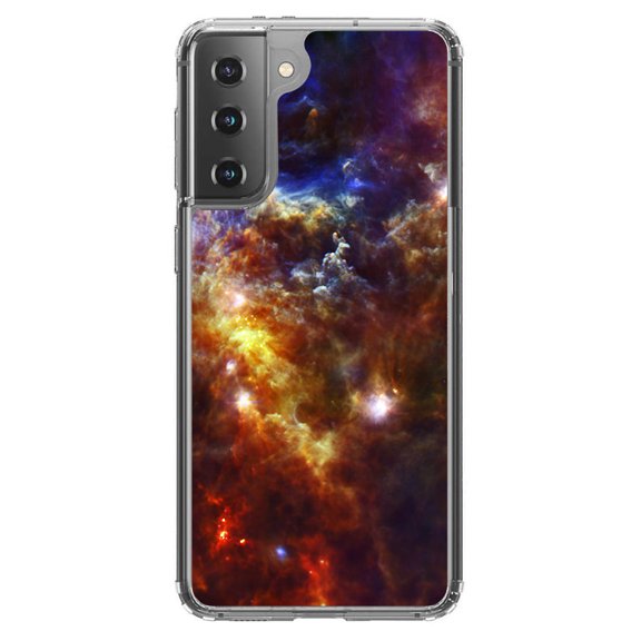 DistinctInk Clear Hybrid Case for Samsung Galaxy S21 (6.2" Screen) - Show Your Love of Astronomy - Wireless Charging Compatible