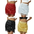 thumbnail image 3 of Jupe à Sequins pour Femmes avec Frange Scintillante Foulard Aguichant Boho Ventre à Franges pour Danse Fête Rave, 3 of 6