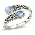 thumbnail image 2 of APIPEE 925 Sterling Silver Natural Turquoise Moonstone Rings for Women Size Adjustable Sunflower Ring Vintage Spoon Rings Gift Elegant Jewelry for Women, 2 of 8