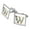 Silver, variant on Letter W Floral Monogram Initial Square Cufflink Set - Silver or Gold
