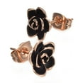 thumbnail image 3 of Yoursfs Small Black Rose Flower Studs for Women Gold Plated Earring Enamel Bloom Flower Earrings, 3 of 5