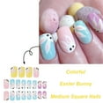 thumbnail image 5 of 24 Pieces French Tip False Nails Square Rabbits Press on Nails Manicure Nails Art Easy Application for Women and Girls, 5 of 7