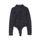 thumbnail image 1 of ABPHQTO Body negro con estampado de cebra y manga larga con cuello simulado para mujer, 1 of 5
