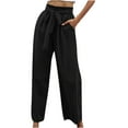 thumbnail image 2 of lulshou Wide Leg Pants Woman, Women's Solid Color High Waist Loose Wide Leg Pants with Pockets Versatile Work Pants, 2 of 9