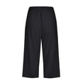 thumbnail image 7 of HKYNLAG Linen Pants Women Summer Fashion Plus Size Casual Solid Color Elastic Loose Capris Straight Wide Leg High Waisted Pants With Pocket Black M, 7 of 7