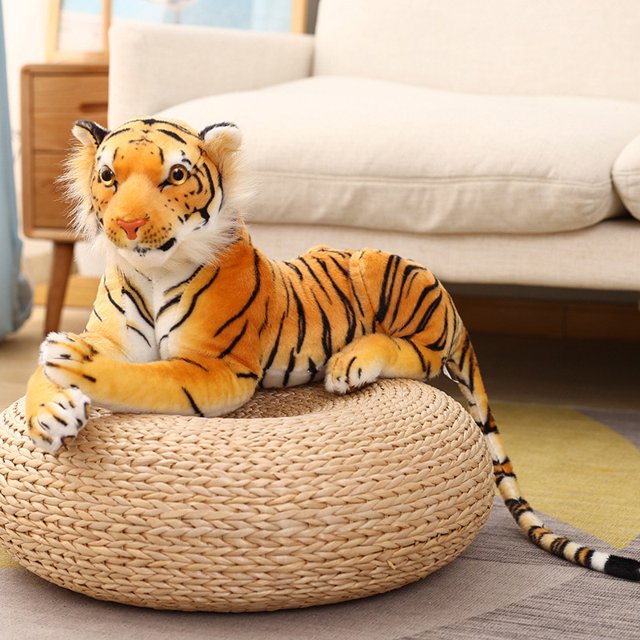 30-90CM Simulation Tiger Plush Doll Real Life White Tiger Stuffed Animals Toys Soft Pillow For Kids Birthday Xmas GiftsYellow75cm Deng Xun unisex