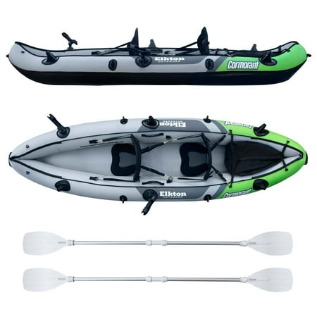 Elkton Outdoors Comorant 2 Person Kayak, 10 Foot Inflatable Fishing Kayak, Full