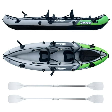 Elkton Outdoors Comorant 2 Person Kayak, 10 Foot Inflatable Fishing Kayak, Full Kit!