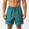 thumbnail image 4 of Besolor Mens Workout Shorts Wide Leg Elastic Waisted Drawstring Lightweight Casual Outdoor Running Short Pants(X-Large,Green), 4 of 5