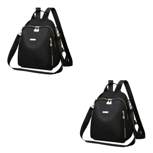mmirethe Fashion Women Shoulder Bag Carry Essentials With Grace Waterproof Nylon Backpack Black+Large 2Set