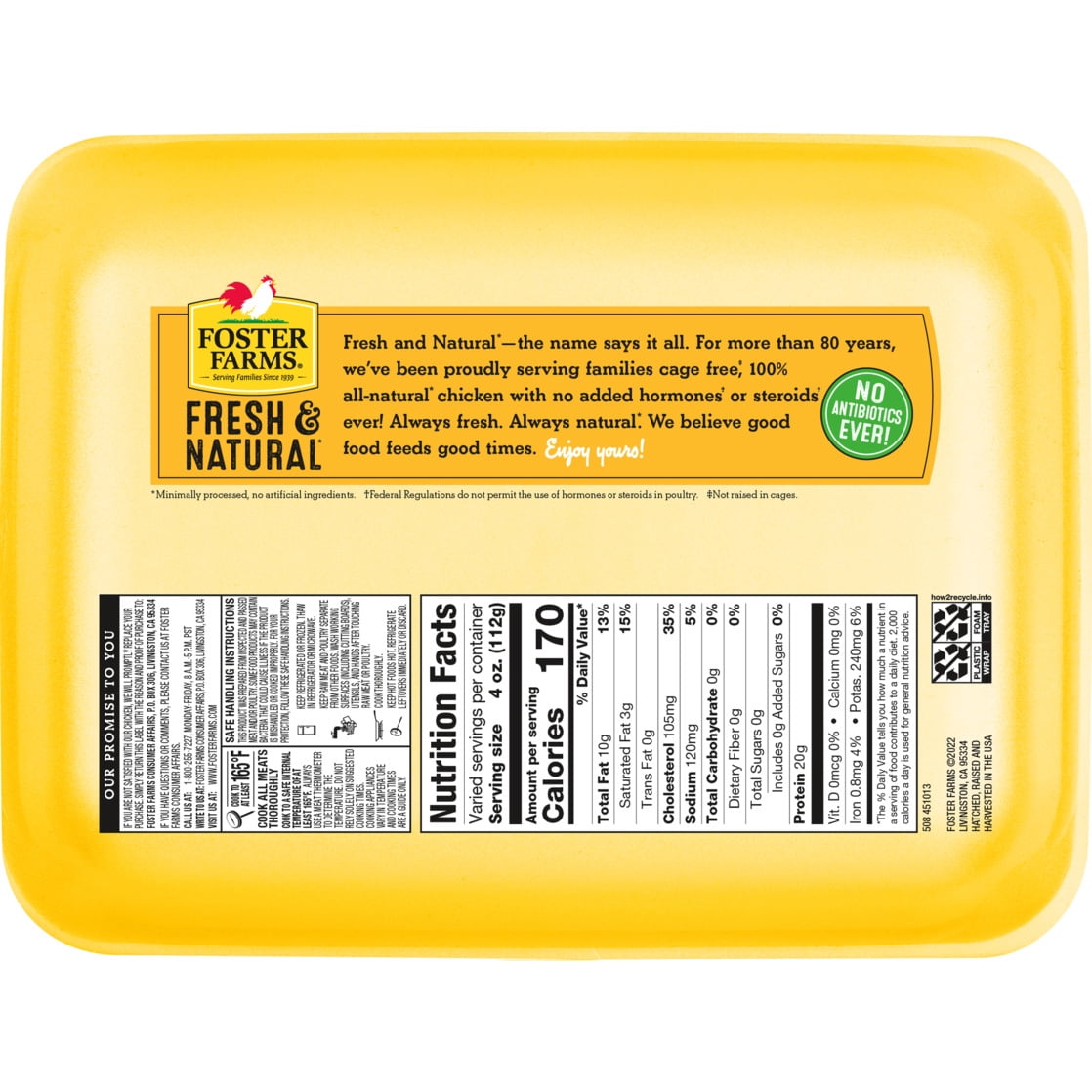 Foster Farms Fresh & Natural Cage Free Chicken Drumsticks, 1.8-2.2 lb
